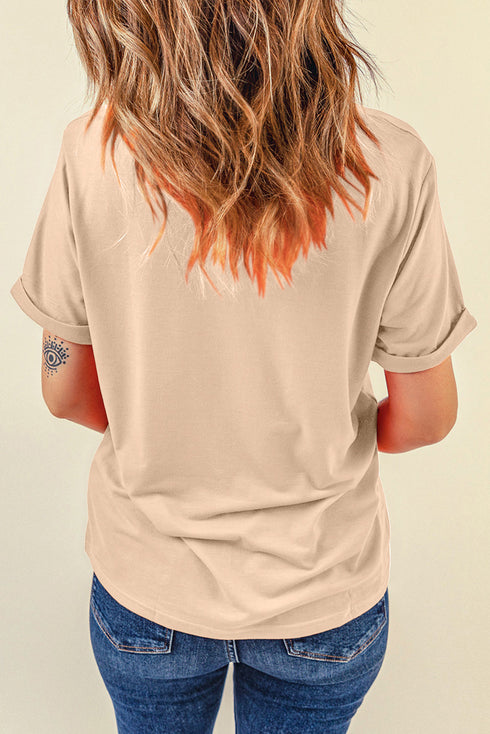 Soft Stretch Solid Crew Neck Rolled Cuff Relaxed Tee